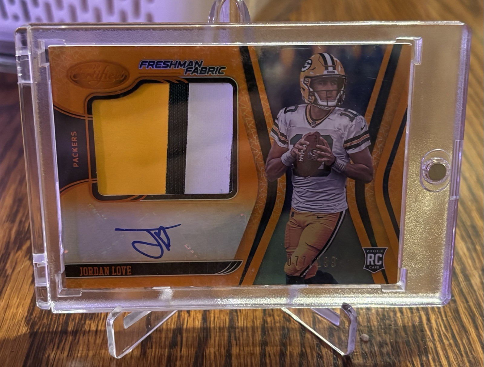 2020 Panini Certified-Freshman Fabric RPA Orange Jordan Love /199 (AU, MEM, RC)