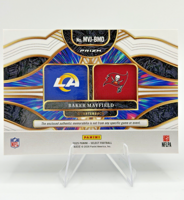 Baker Mayfield 2025 Panini Select Multiverse Dual Patch Blue Prizm