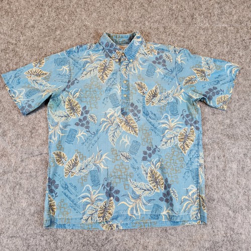 VINTAGE Reyn Spooner Hemd Herren XL blau Inside Out Hawaii Blumen Tiki 90er - Bild 2 von 10