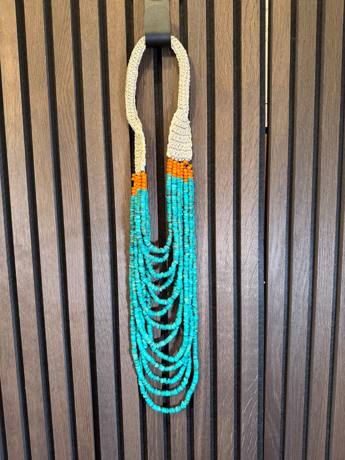 Turquoise Statement Necklace Multi Strand Faux  C… - image 1