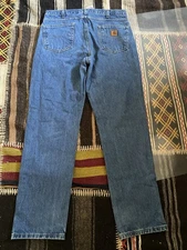 Carhartt Jeans Mens 36x32 Blue Denim Traditional Fit Straight Leg Workwear Pants