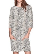 Equipment Aubrey Snake Print 100% Silk Shift Dress Sz Small Gray Pockets Keyhole