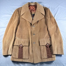 Vintage Richman Bros Blazer Sport Coat Corduroy Jacket Tan Size 40 Yugoslavia
