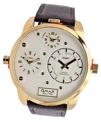 Omax XXL Monster Watch Herren Armband Uhr Dual Triple Timer 3 Zeitzonen mit Box