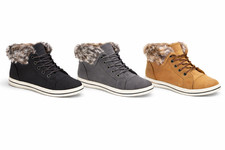 Womens Fur Lined Lace Up Ankle Boots Warm Winter Casual Trainers Shoes