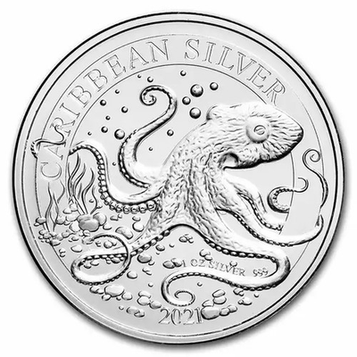 #ad #ad 2021 Barbados 1 oz Silver Caribbean Octopus BU $97.75