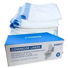 50PCS Bedside Commode Liners Bags for Commode Toilet - Leak Proof & Odorless
