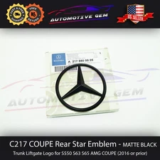 C217 COUPE Mercedes MATTE BLACK Star Emblem Rear Trunk Lid Logo AMG S63 2014-16