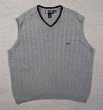 Vintage Chaps Ralph Lauren Grey Cable Knit Sweater Vest Men's Size XL V Neck