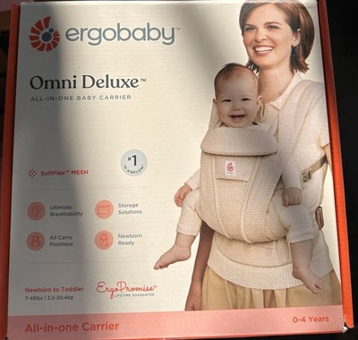 Ergobaby Omni Deluxe Baby Carrier, Beige Mesh, Storage Pocket, Multi-Position