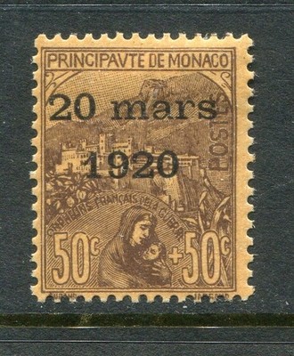 Monaco #B16 View Of Monaco Overprint 50+50 C. [Mint Hinged]