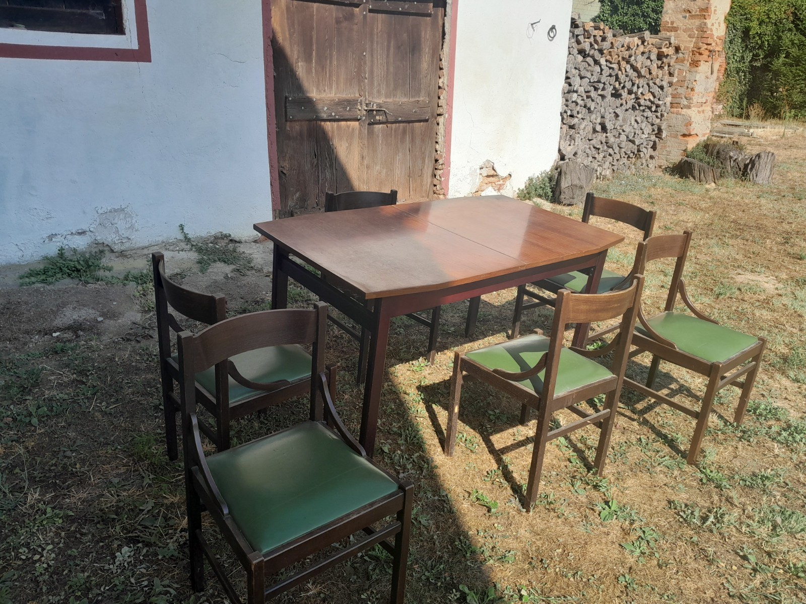 tavolo da pranzo vintage anni 70 allungabile cm 180 con 6 sedie