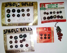 Large Lot Assorted Vintage Metal Multicolor Jingle Bells on Cards