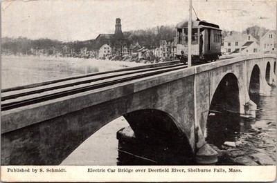 Shelburne Falls Massachusetts Electric Car Bridge Deerfield River 1911
