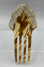 Antique Art Nouveau Rhinestone HAIRCOMB Faux Tortoiseshell Celluloid Ornament