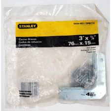 4 Pack Stanley Hardware S838-953 3" Zinc Steel Corner Braces  Screws