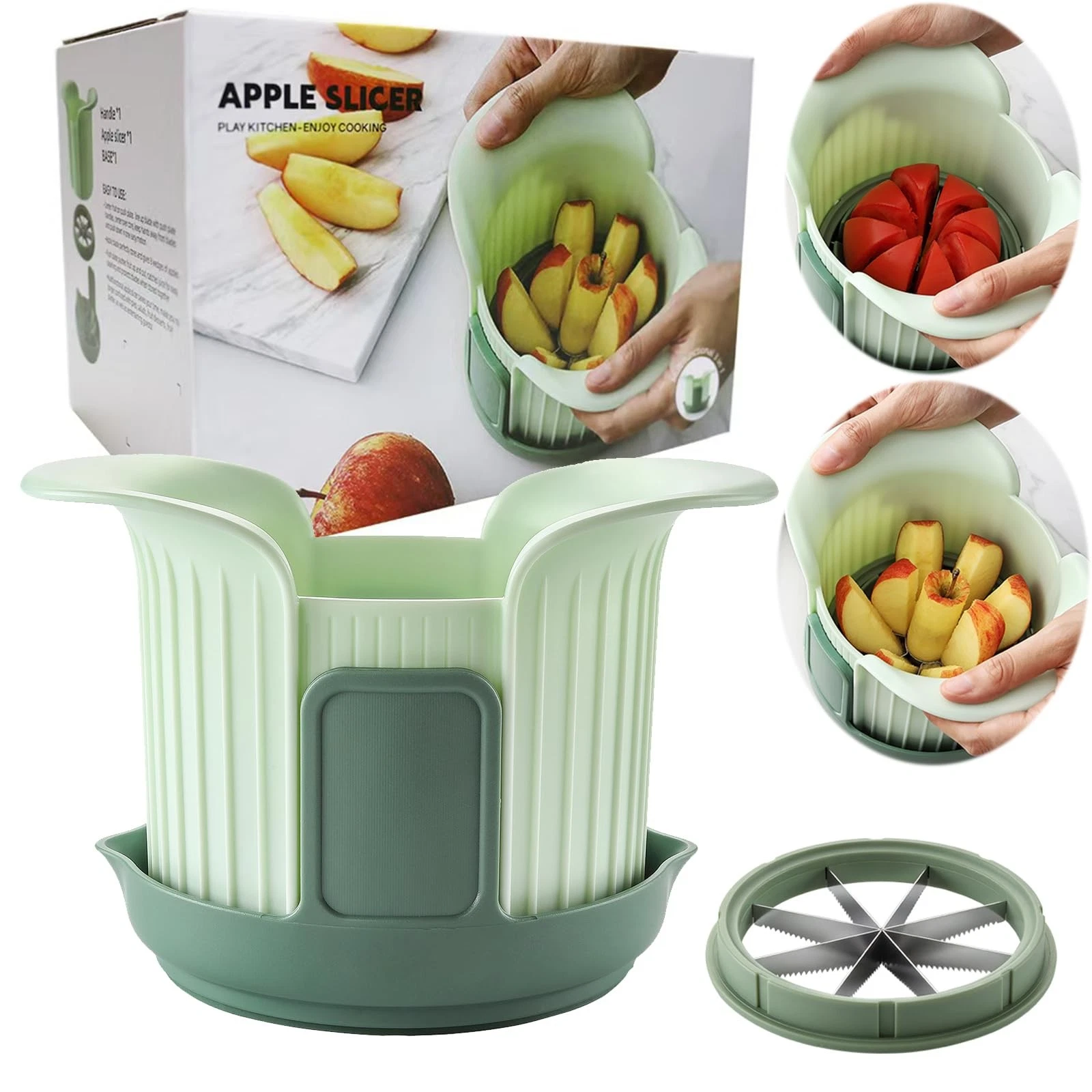 Apple Slicer, 8 Slices Heavy Duty Apple Cutter with Stand, Apple Corer&Tomato...
Opens in a new wind