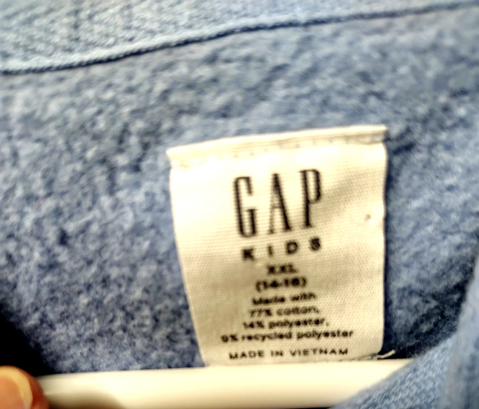 Sudadera con Capucha Gap Kids Talla XXL (14-16) Azul Cuadros Cremallera Bolsillos Logo Grande Foto 3 de 4
