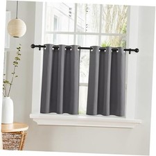 Short Gray Blackout Curtains for Kitchen Over 42"W x 36"L Pack of 2 Grey