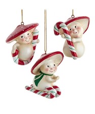 Merry Little Mushroom Candy Cane Mushroom Ornaments Set MLM0012