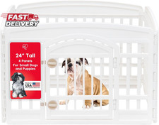 IRIS USA 24" Dog Playpen 4-Panel Pet Exercise Pen with Door Gate 35 X 35 X 24 Pu