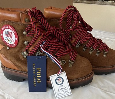 Polo Ralph Lauren Men s 7.5 Brown Suede Hiking Boots Team USA Olympic Lace-Up