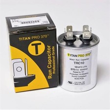 1pc TitanPro TRC10 HVAC Round Motor Run Capacitor 10 MFD/UF 370 Volts