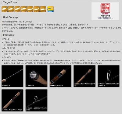 Tenryu RZ6102S-LML Mountain Stream Spinning Rod Super Yamame Rayz