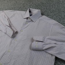 David Donahue Shirt Mens L 16.5 32/33 Pink White Dress Button Up Long Sleeve Top