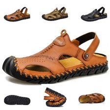 Genuine Leather Men's Sandals Soft Comfor Slippers Outdoor Beach Plus Size