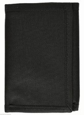 Kids Mens Solid Color Tri-Fold Nylon Wallet - Black