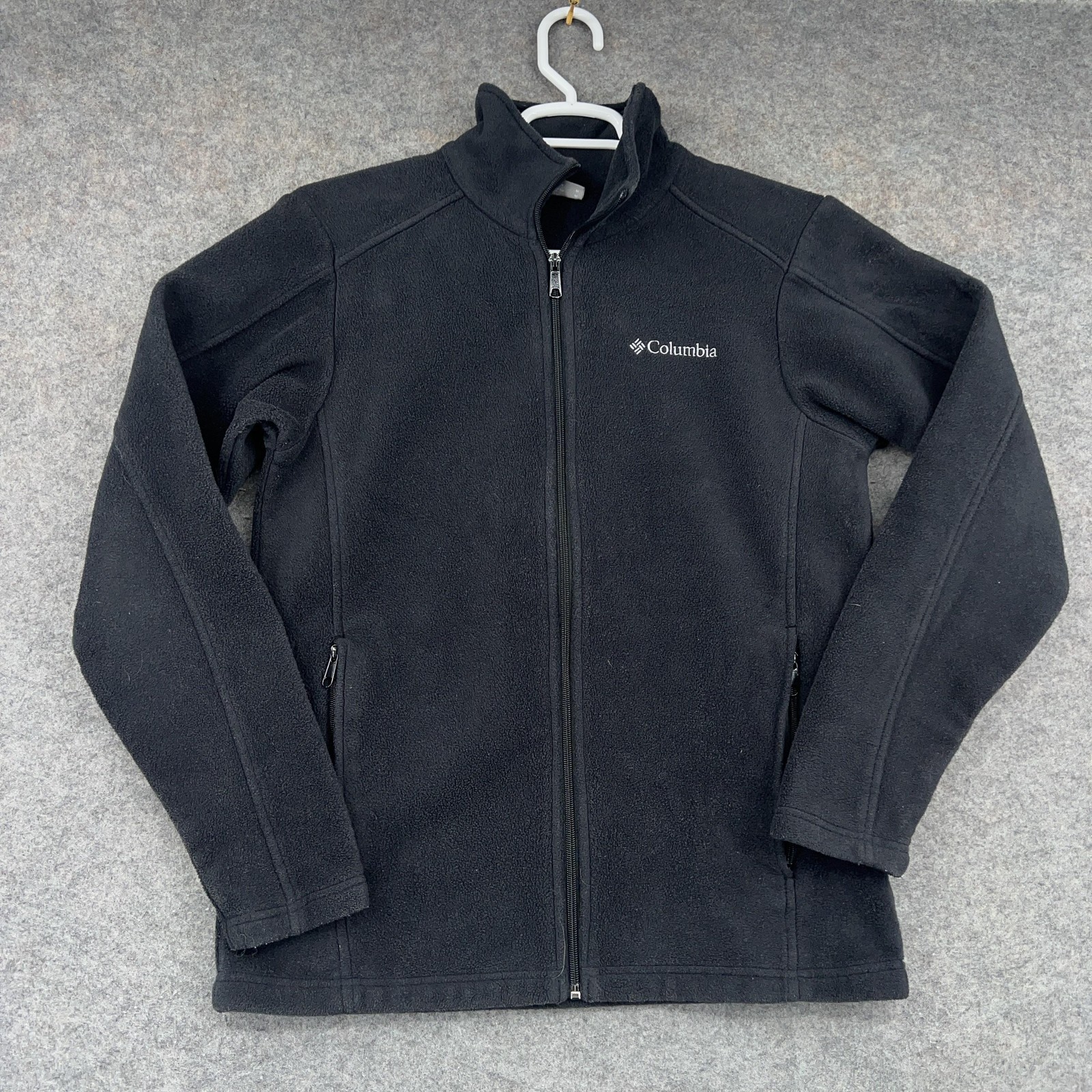 Columbia Fleece Jacket Mens Medium Black Full Zip Pockets Outdoors