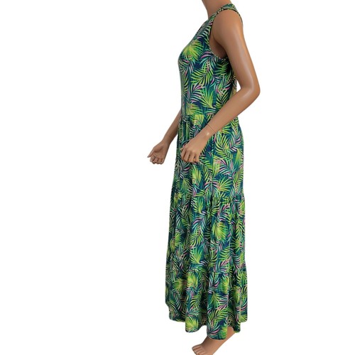 Maxi Vestido Lands End Tropical Palm Sin Mangas en Niveles Verde Talla Mujer Pequeño - Imagen 2 de 14