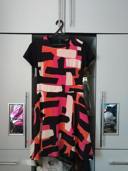 Women DKNY Dress Multicolor Elastane 36 / S / 44