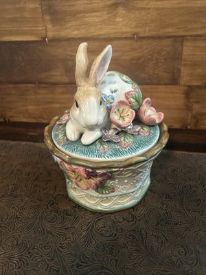 FITZ & FLOYD HALCYON COLLECTION BUNNY RABBIT Lidded Box