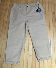 Ava Viv woman size 20W tan cotton blend cuffed crop pants