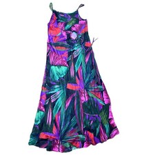 FARM Rio Tropical Leaf Cutout Midi Dress Sz L Colorful Resort Tie Waist