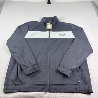 Puma Track Jacket Mens 2XL Gray Full Zip Performance Casual Stretch NEW