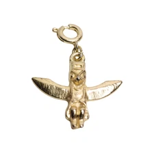 Gold Tone Metal Winged Totem Pole Charm Pendant 3/4 Inches