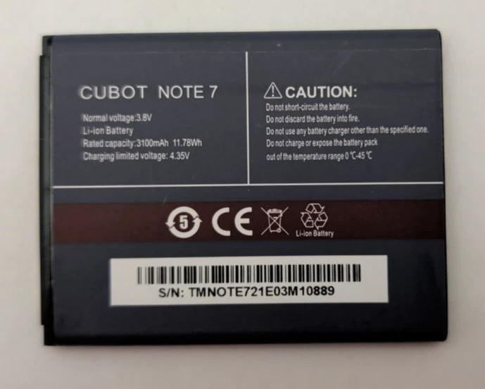 Batería Para Smartphone CUBOT Note 7 3100mAh 3.8V OEM Repuesto Alta Calidad Foto 3 de 4