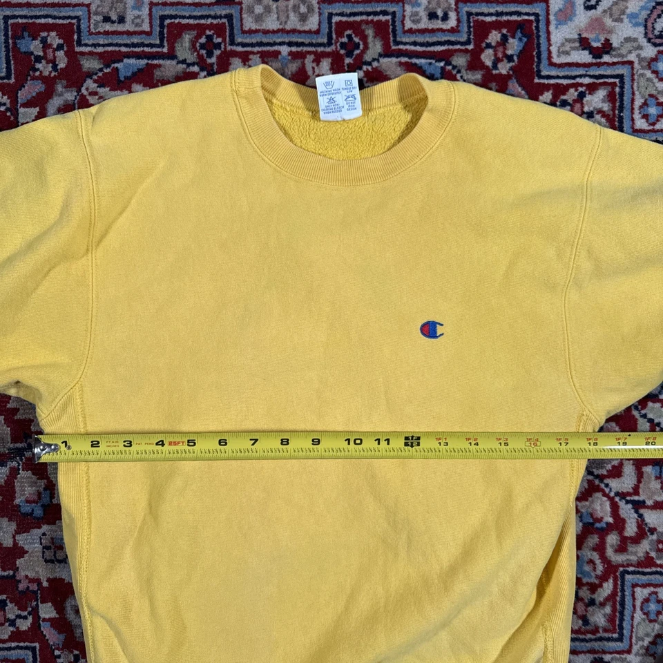 Vintage 90s Champion Reverse Weave Yellow Sweatshirt Size XL 18-20 Vtg - Image 2 of 4