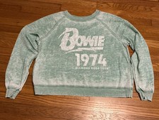 Recycled Karma Green Burnout Bowie 1974 Diamond Dogs Tour Sweatshirt Size M