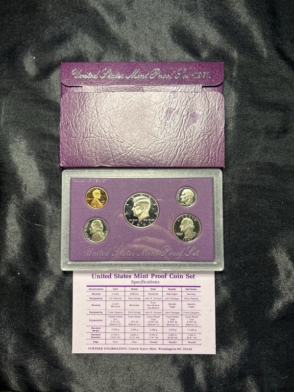 1991 U.S. Mint United States Proof Set Proof Strike Purple Case w/ Card