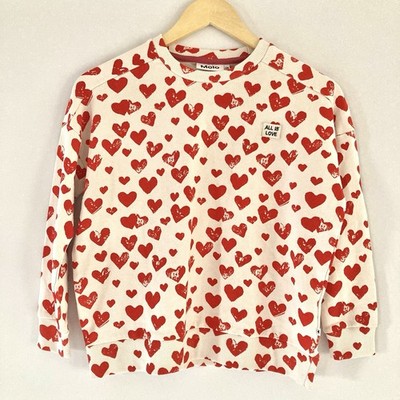 NWT Molo Mandy Sweatshirt Hearts 4902 All Is Love Size 128 (Kids 7 8)