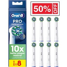 Oral-B PRO Cross Action Replacement Electric Toothbrush Heads White - Pack of 8