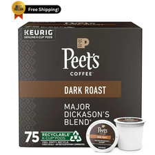 Peet's Coffee, Dark Roast Keurig K-Cup Pods- Major Dickason's Blend 75 Count