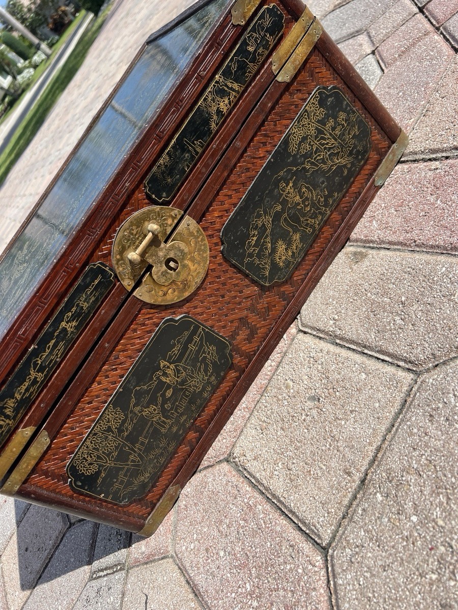 Maitland Smith Chinoiserie Handmade Bamboo Chest Excellent