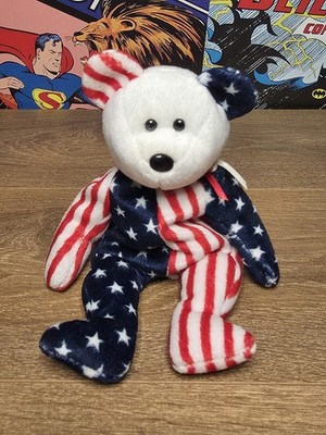 TY Beanie Baby Spangle Bear 1999 USA Flagge Plüsch
