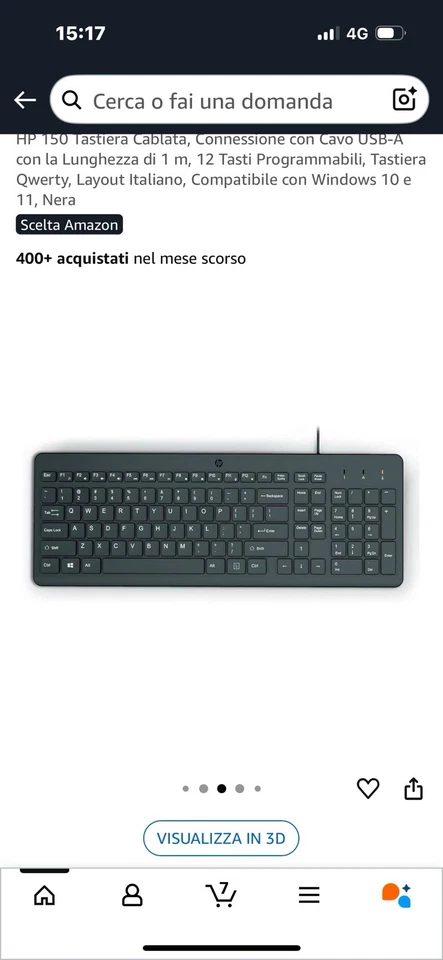 HP 150 Tastiera Cablata Connessione con Cavo USB A con la Lunghezza di 1 m 12 - Immagine 4 di 4