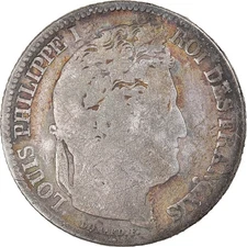 [#846850] Coin, France, Louis-Philippe, Franc, 1833, Marseille, F(12-15), Silver